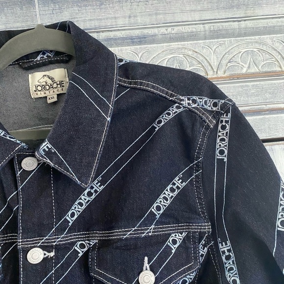 Jordache RINSE DIAGONAL LOGO PRINT SHRUNKEN JACKET - Picture 8 of 14